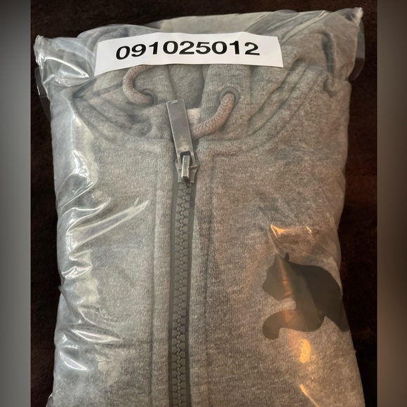 PUMA Unisex SMALL Gray Full Zip Hooded Fleece Jacket/Windbreaker W/ Pockets # - Picture 7 of 7